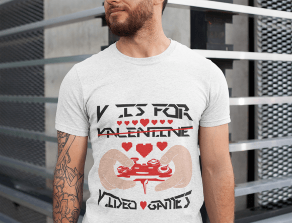 A Love Letter to Gamers: The V is for Valentine Video Games T Shirt