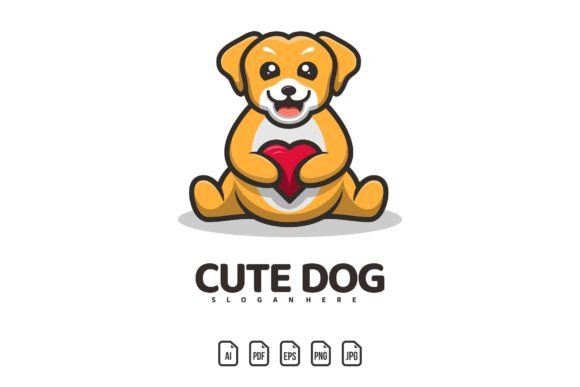 Fall in Love with Design: The Valentine's Cute Dog Mascot Logo