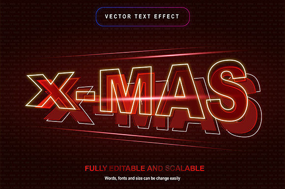 Neon Light Xmas Editable Text: A Festive Design Asset
