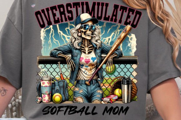 Overstimulated Softball Mom PNG: Game-Day Chaos in Design